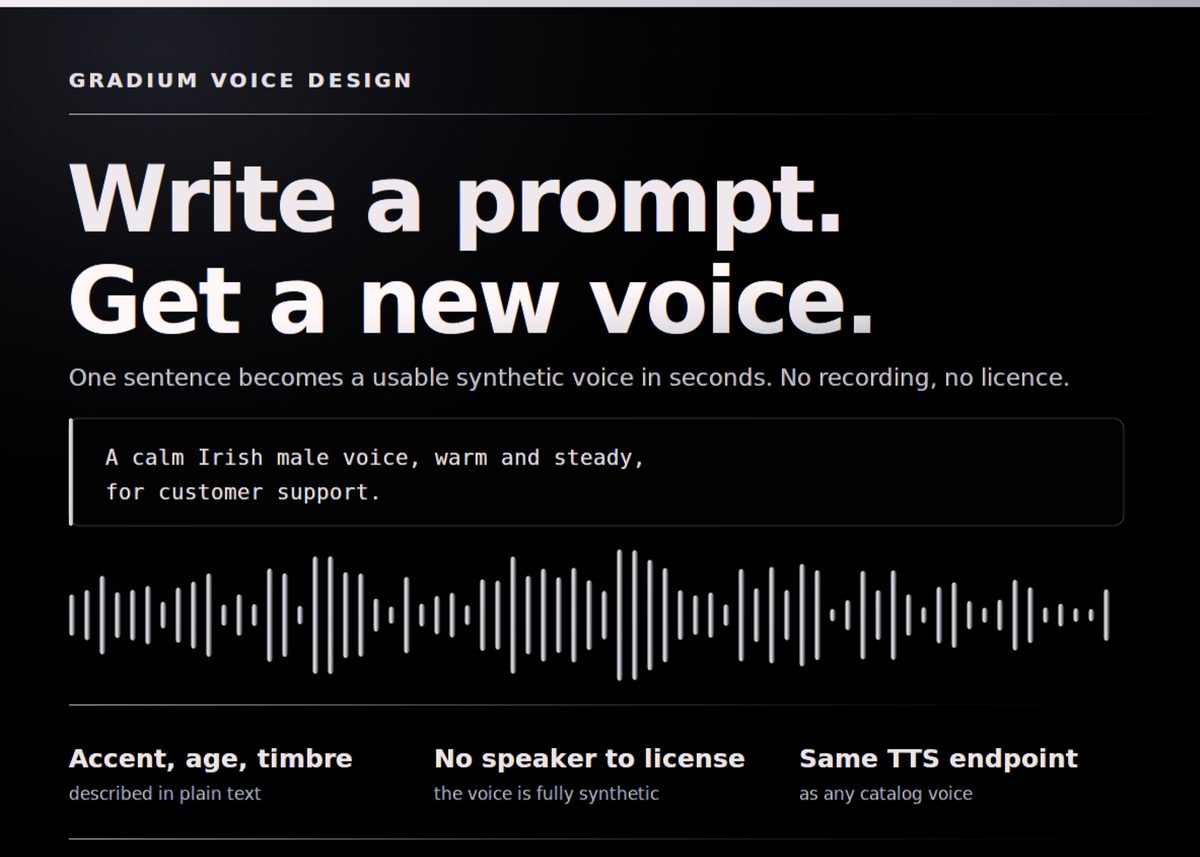 Gradium Launches Voice Design: Write a Prompt, Get a Brand New Synthetic Voice in Seconds